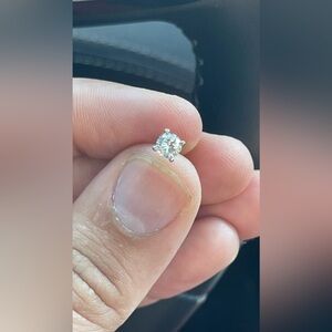 Single Diamond Stud Earring Platinum Setting Pushback Post .55 CTW H Color VS